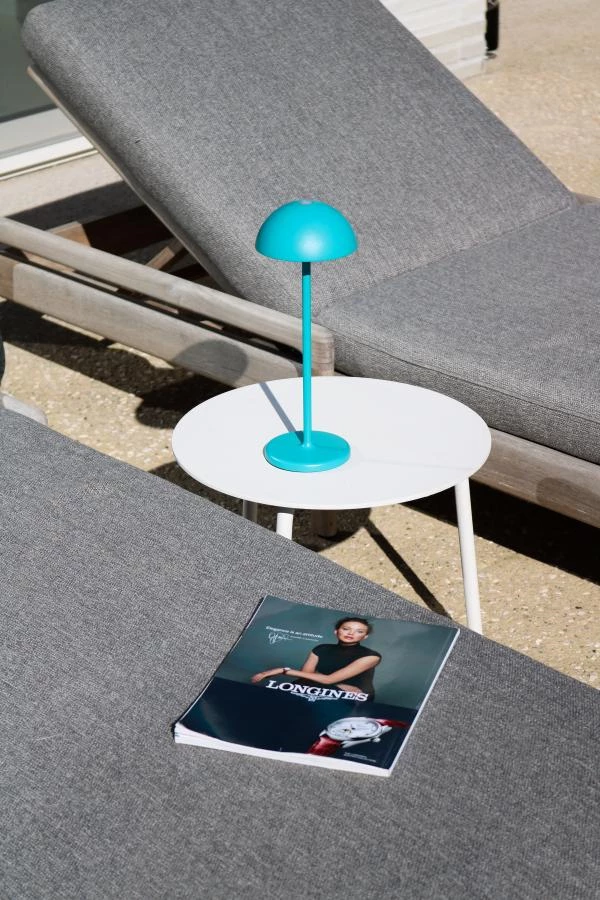 Lucide JOY - Lámpara de mesa Recargable Dentro/Fuera - Batería/acumulador - Ø 12 cm - LED Regul. - 1x1,5W 3000K - IP54 - Turquesa - ambiente 2